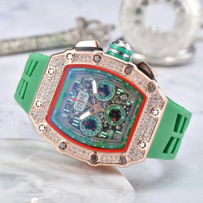 ⌚Men's Luxury barrel-shaped watch Rhinestone Embellished Watch